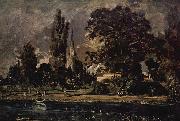 John Constable Die Kathedrale von Salisbury vom Flub aus gesehen, mit dem Haus des Archidiakonus Fischer, Skizze Germany oil painting artist
